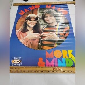 New 1979 Mork & Mindy Na-No A&W Root Beer Robin Williams Show Poster RARE VTG